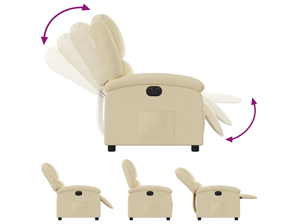 Fauteuil inclinable électrique Crème Tissu