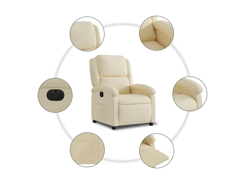 Fauteuil inclinable électrique Crème Tissu