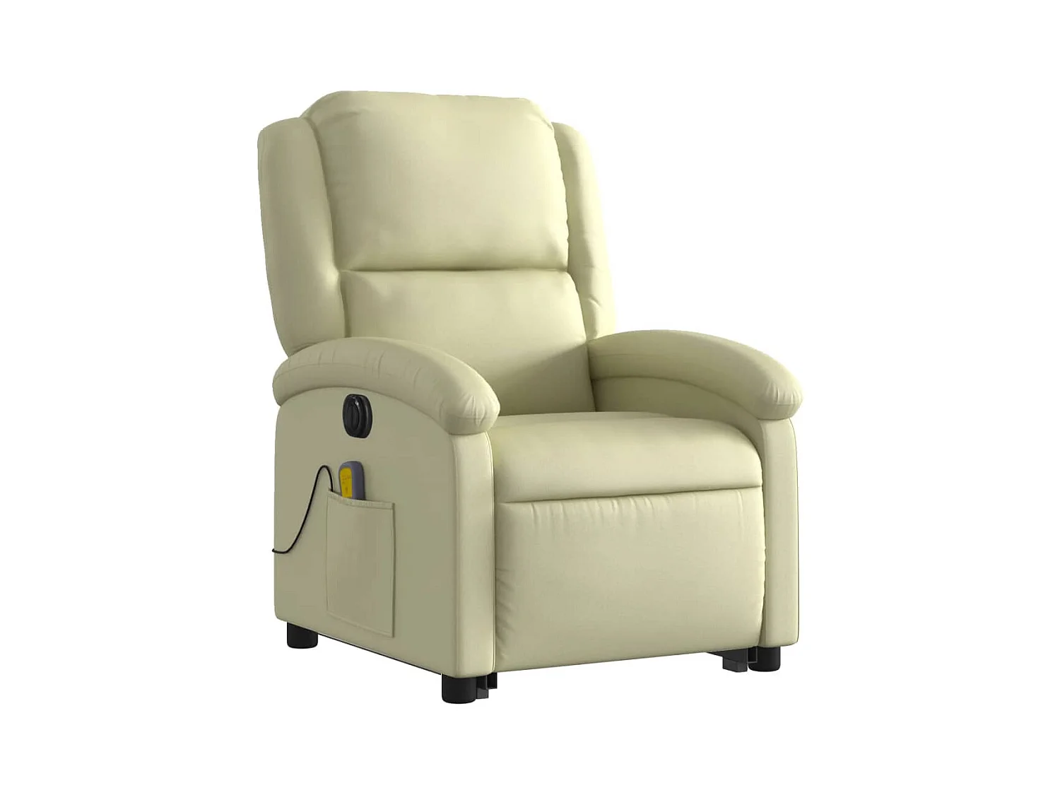 Fauteuil inclinable de massage électrique crème cuir véritable