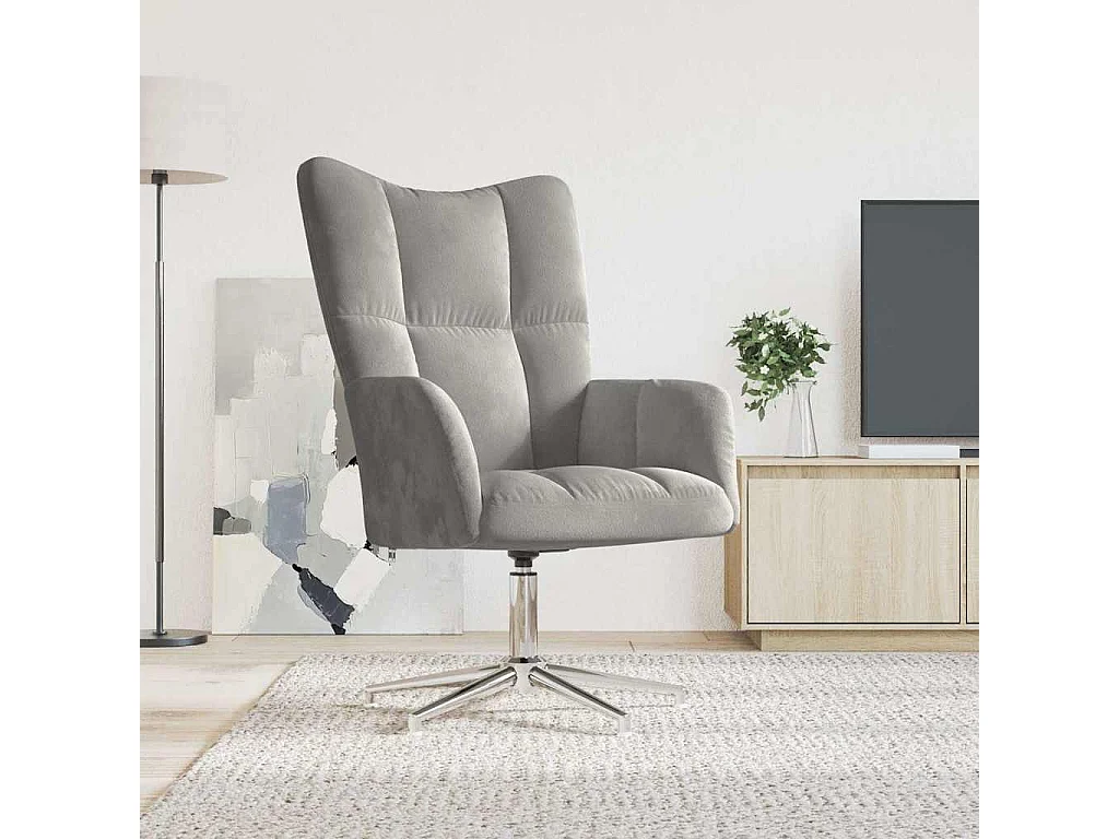 Chaise de relaxation Gris clair Velours