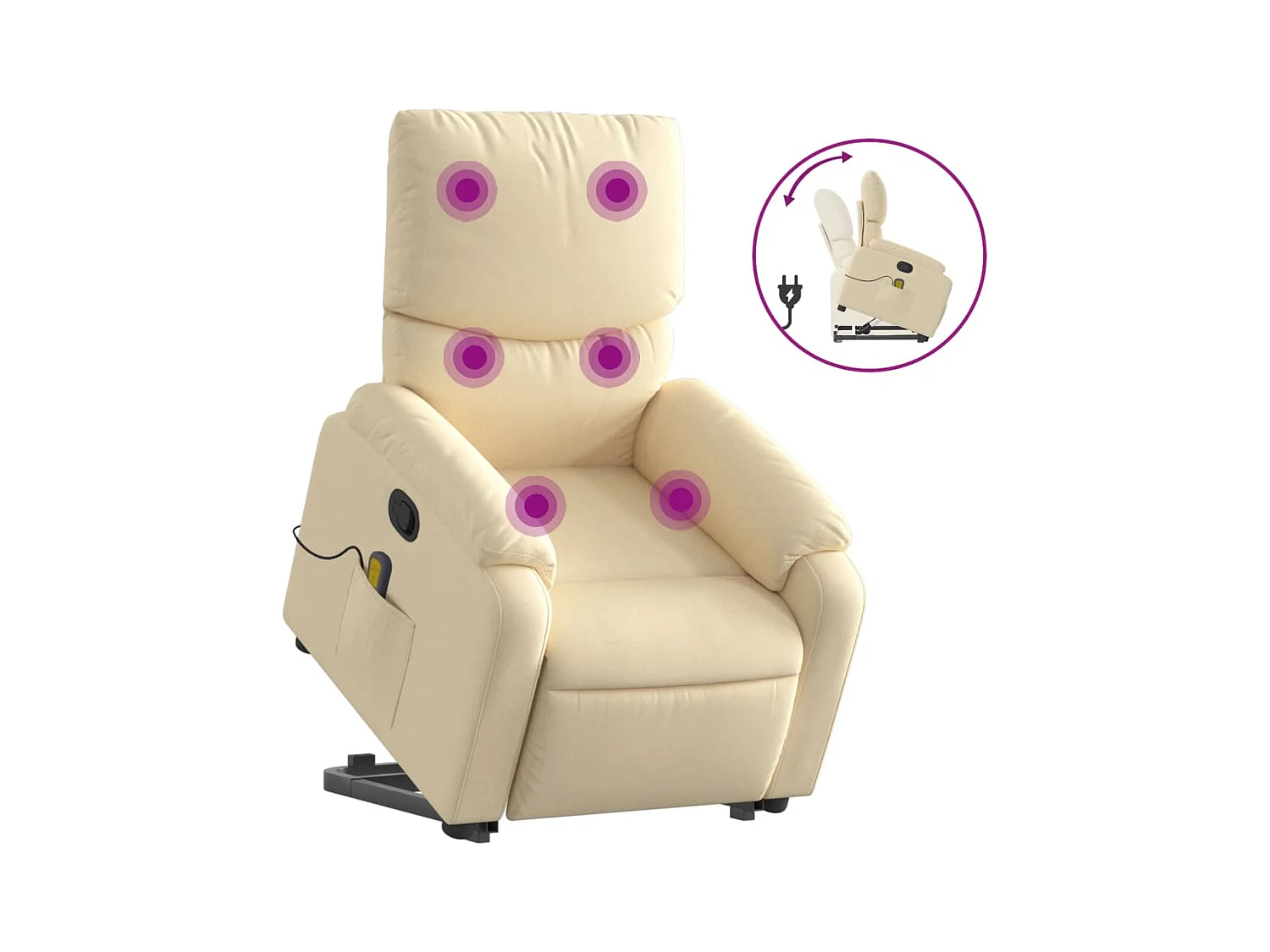 Massagesessel mit Aufstehhilfe Creme Stoff