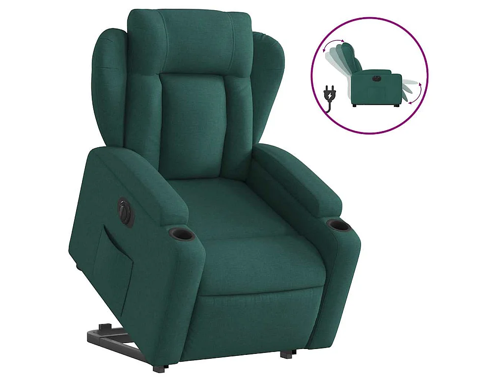 Fauteuil inclinable électrique vert foncé tissu