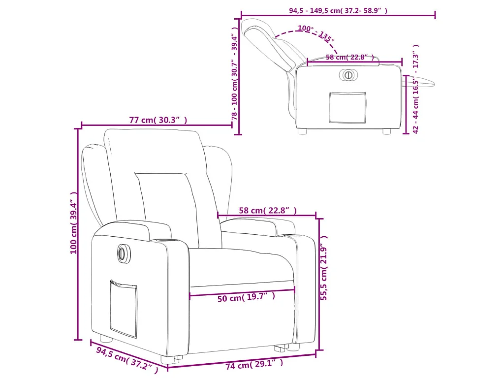 Fauteuil inclinable électrique vert foncé tissu