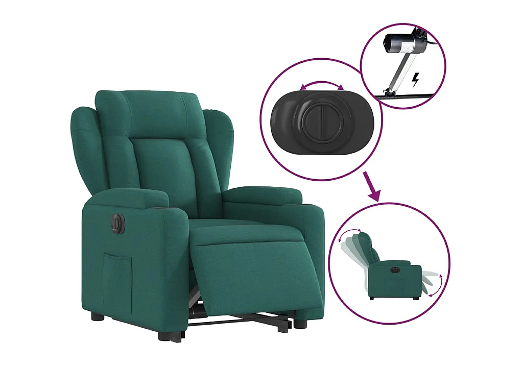Fauteuil inclinable électrique vert foncé tissu