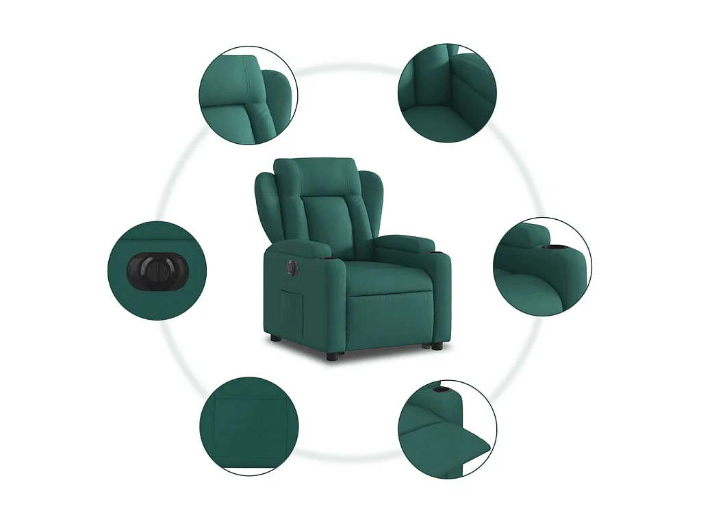 Fauteuil inclinable électrique vert foncé tissu