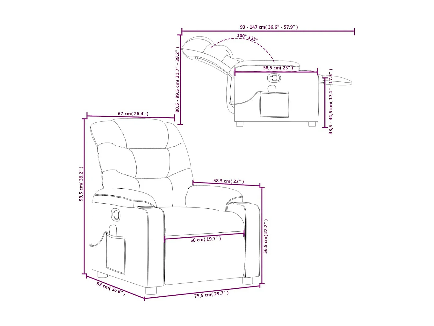 Fauteuil inclinable de massage Crème Similicuir