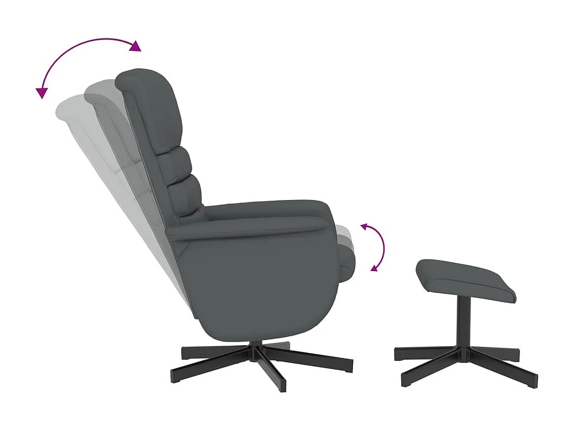 Sillón reclinable con reposapiés cuero sintético gris