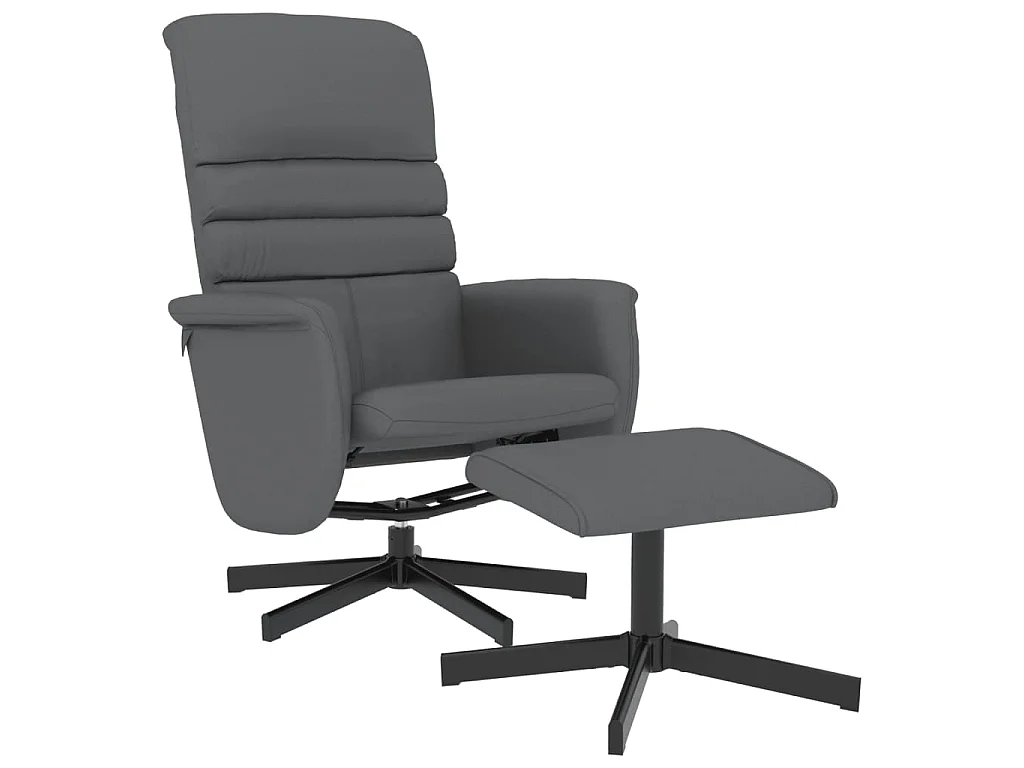 Relaxsessel mit Fußhocker Grau Kunstleder