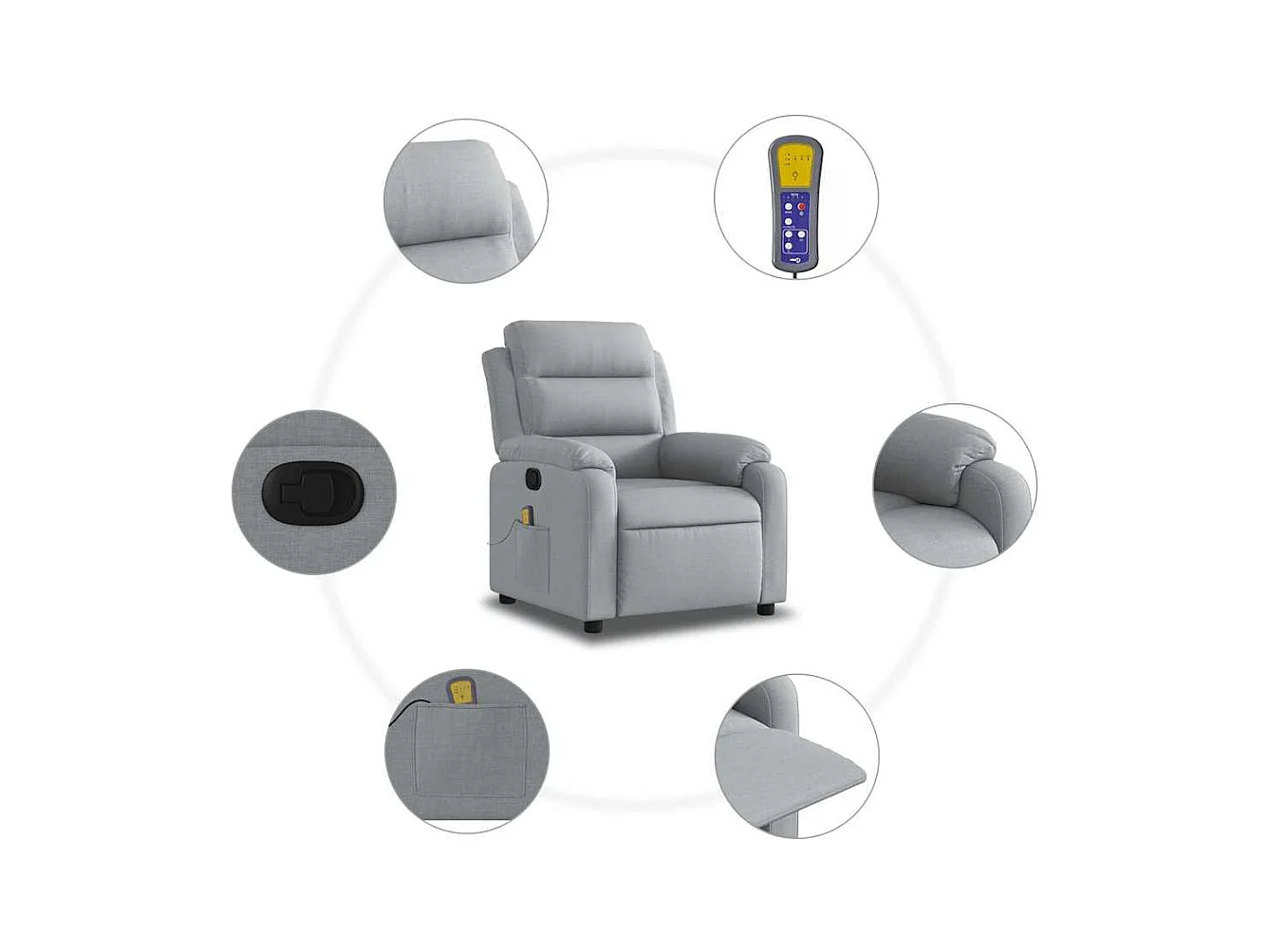 Massagesessel Hellgrau Stoff