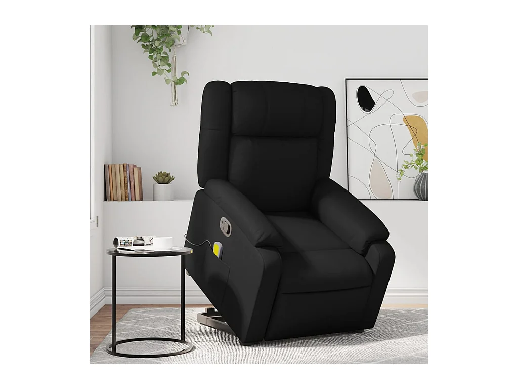 Fauteuil inclinable de massage Noir Similicuir