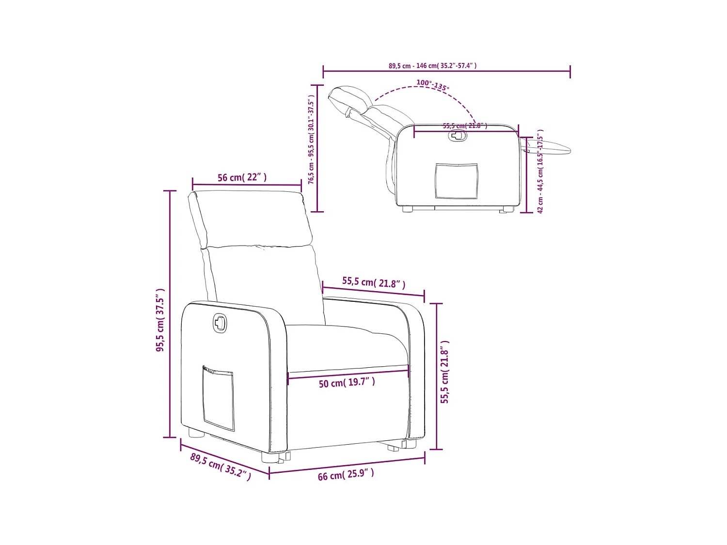 Fauteuil inclinable vert foncé tissu