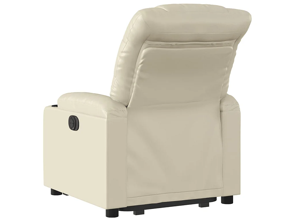 Sta-op-stoel elektrisch kunstleer crèmekleurig