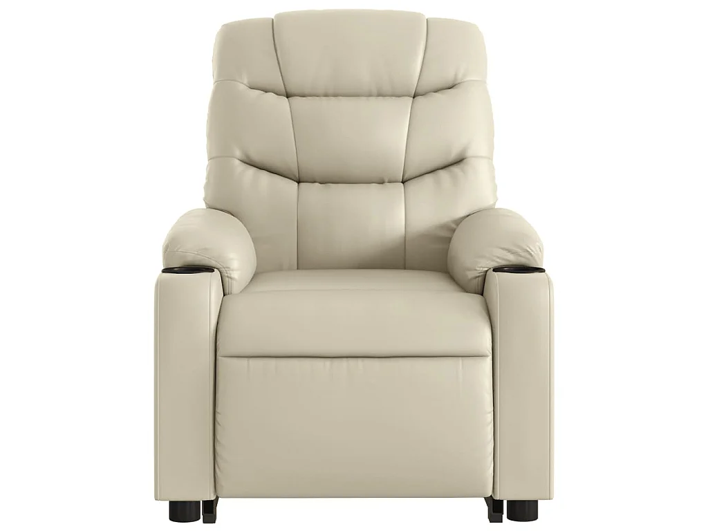 Sta-op-stoel elektrisch kunstleer crèmekleurig