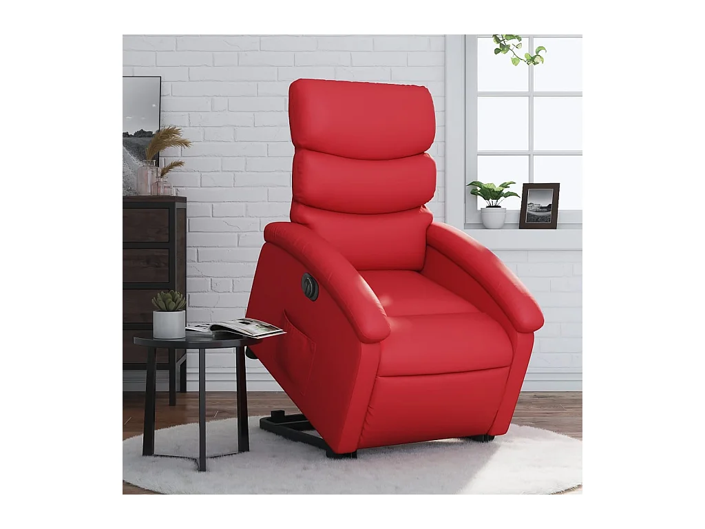 Fauteuil inclinable électrique rouge similicuir