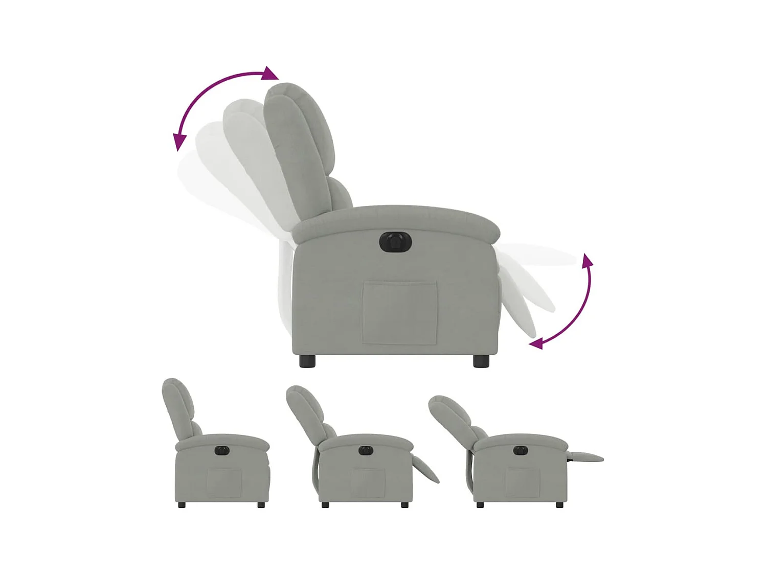 Fauteuil inclinable électrique gris clair velours