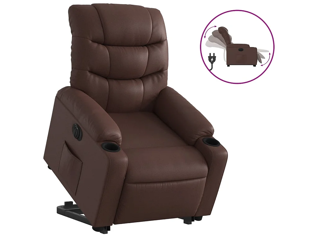 Poltrona Alzapersona Reclinabile Marrone in Similpelle