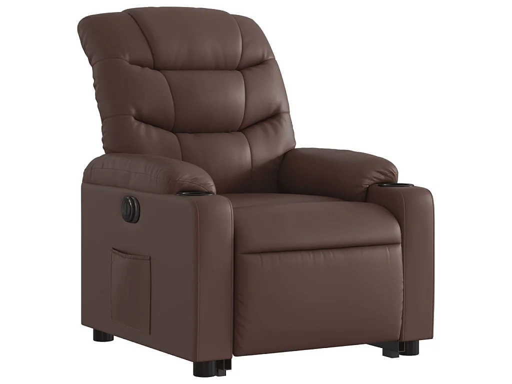 Poltrona Alzapersona Reclinabile Marrone in Similpelle
