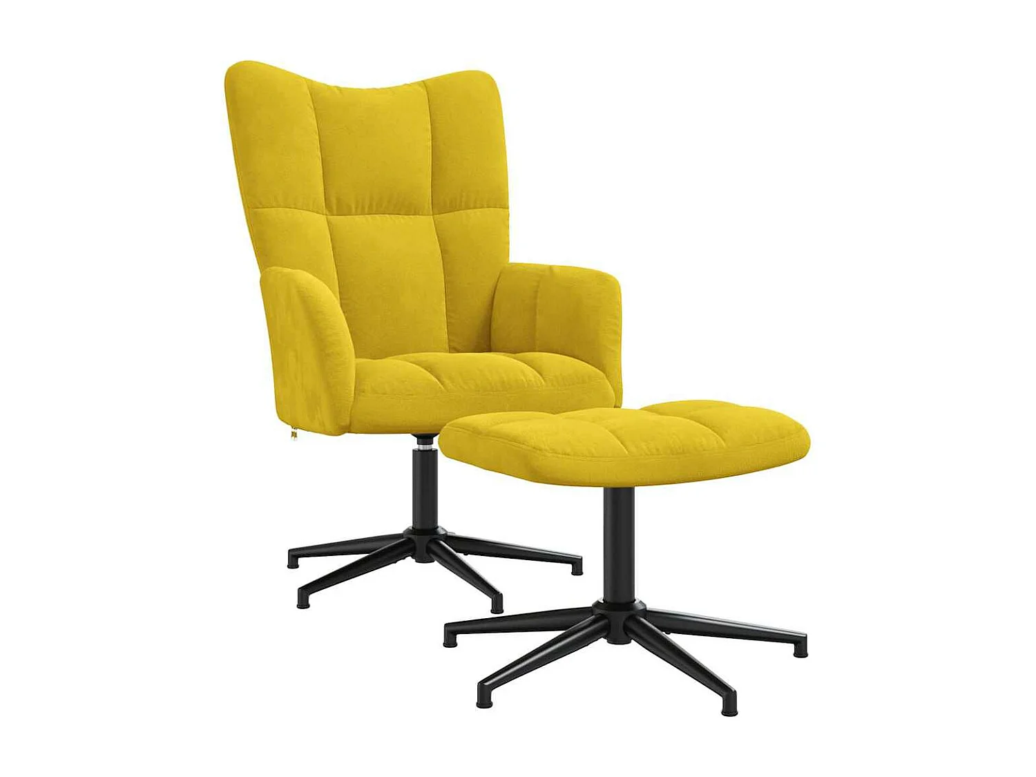 Chaise de relaxation avec tabouret Jaune moutarde Velours