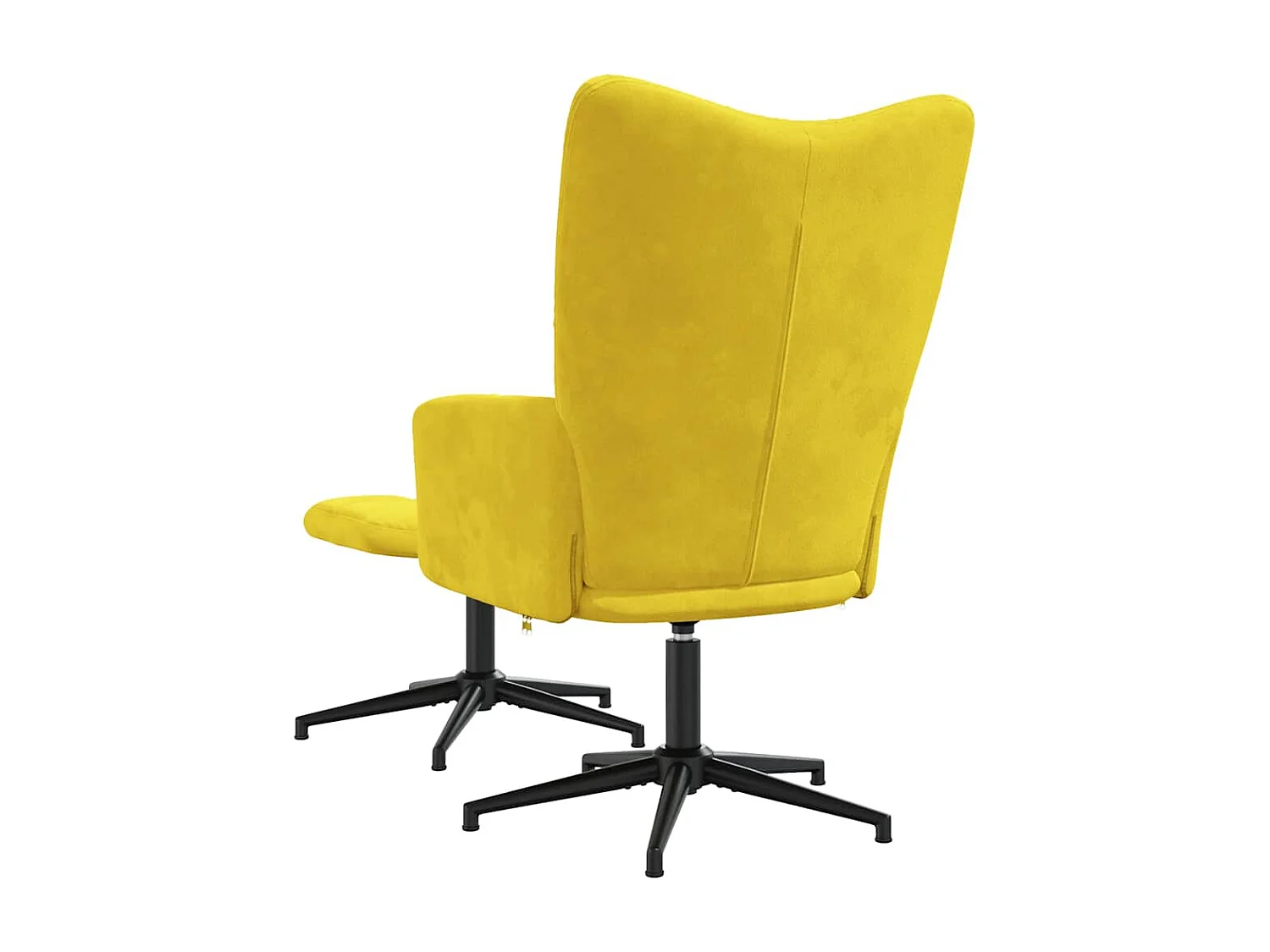Chaise de relaxation avec tabouret Jaune moutarde Velours