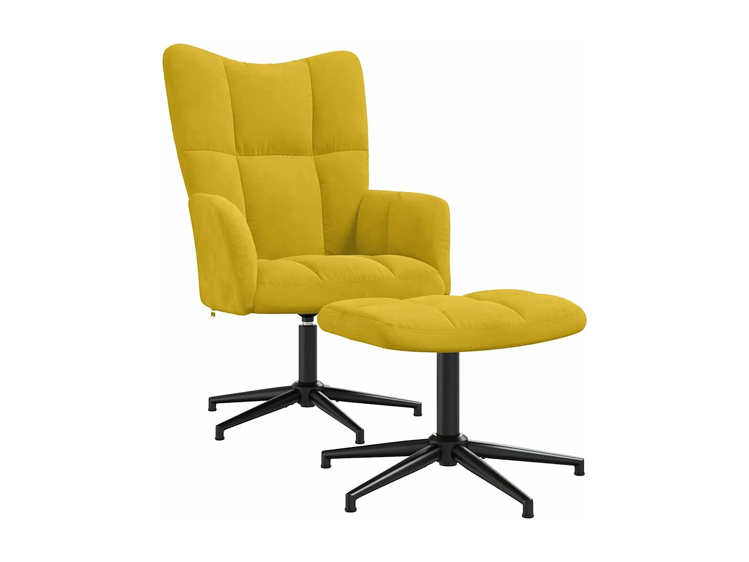 Chaise de relaxation avec tabouret Jaune moutarde Velours