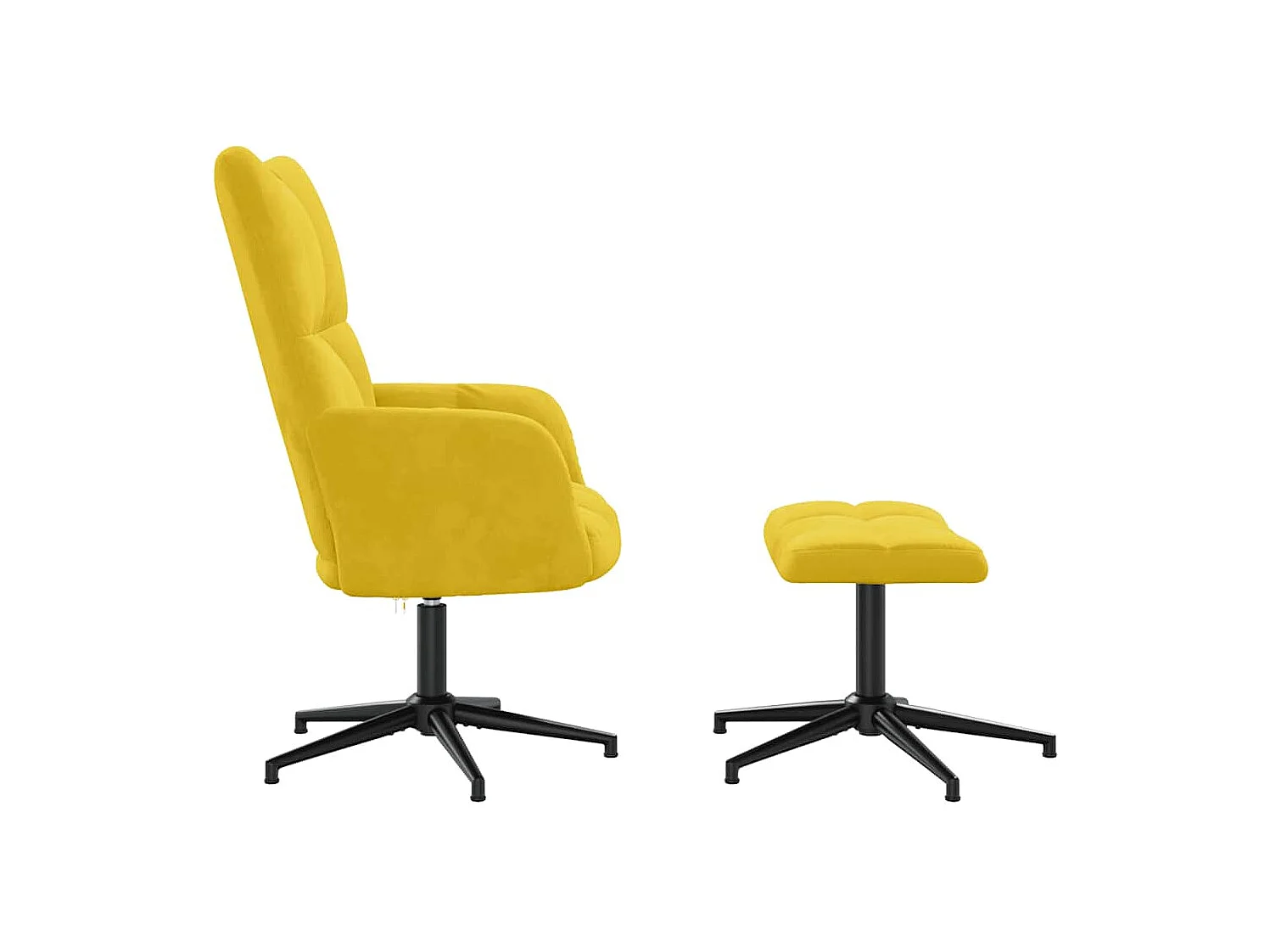 Chaise de relaxation avec tabouret Jaune moutarde Velours