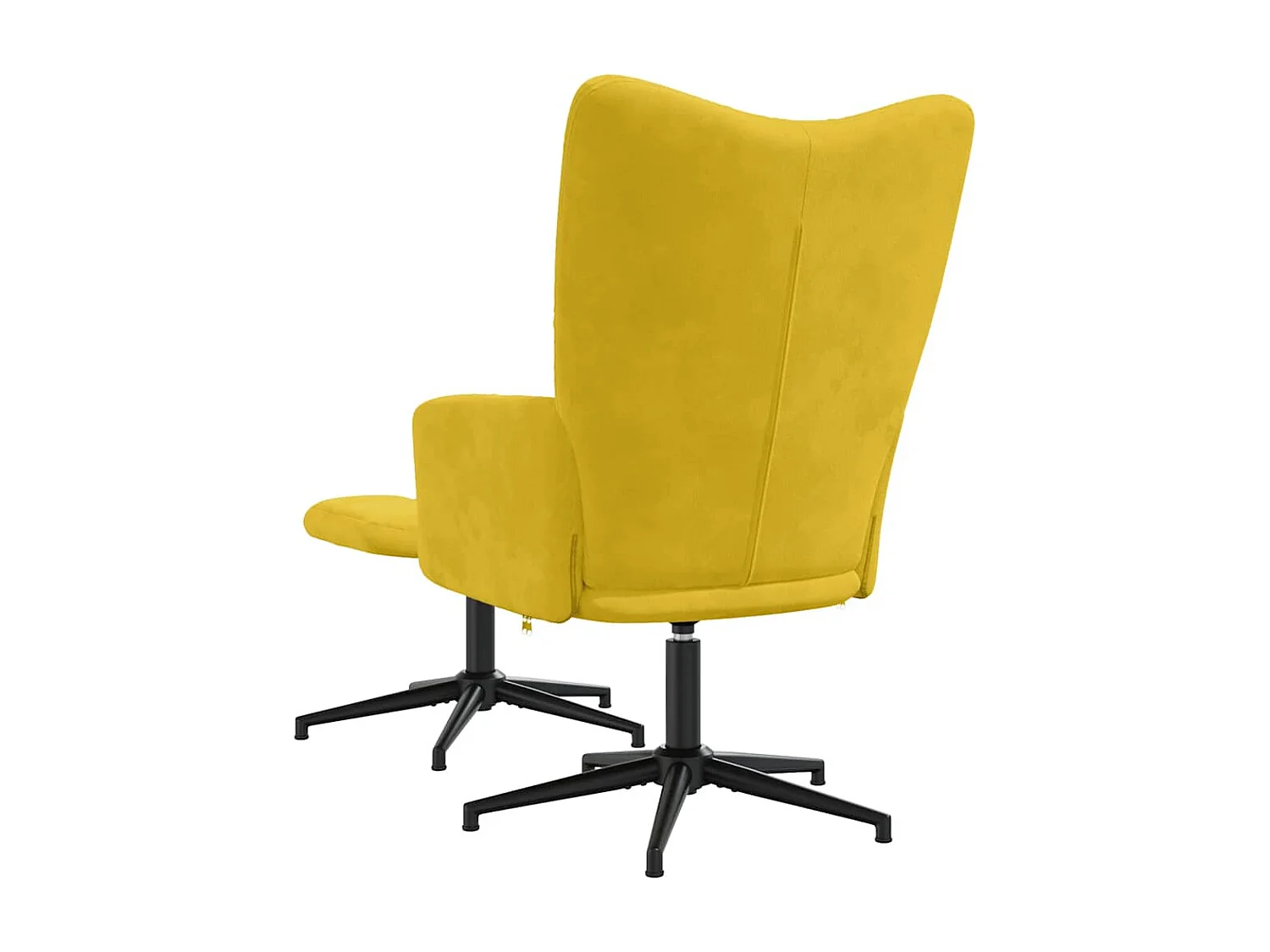 Chaise de relaxation avec tabouret Jaune moutarde Velours