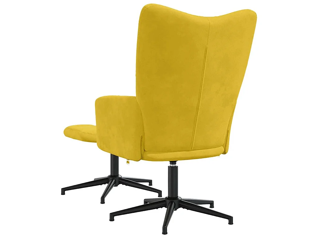 Relaxsessel mit Hocker Senfgelb Samt