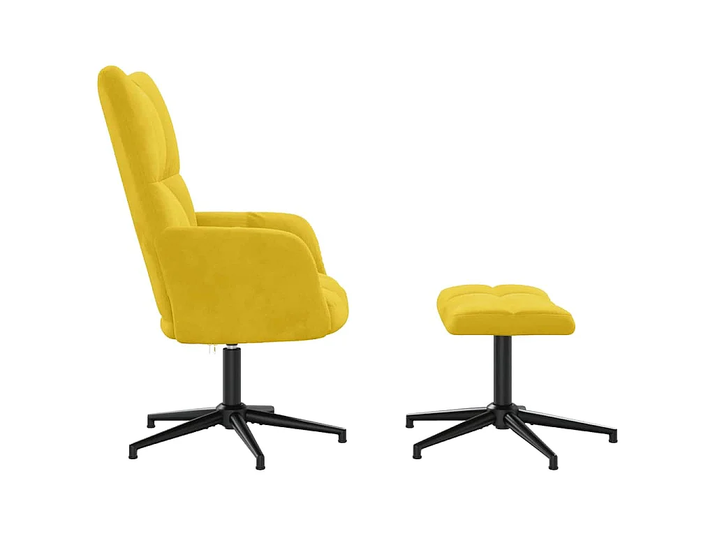 Relaxsessel mit Hocker Senfgelb Samt