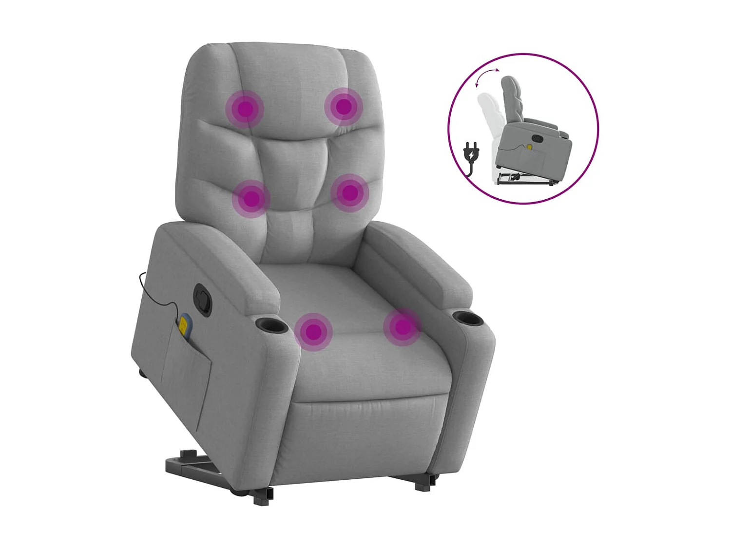 Massagesessel mit Aufstehhilfe Hellgrau Stoff