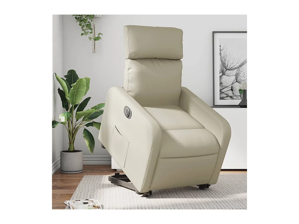 Fauteuil inclinable électrique crème similicuir