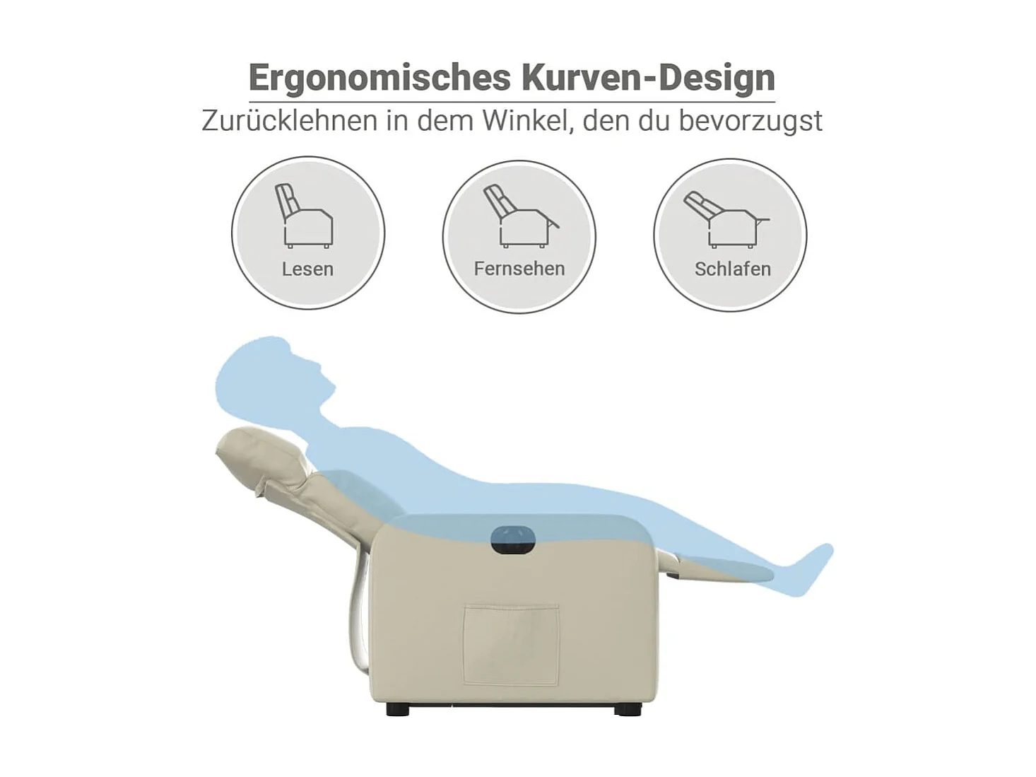 Fauteuil inclinable électrique crème similicuir