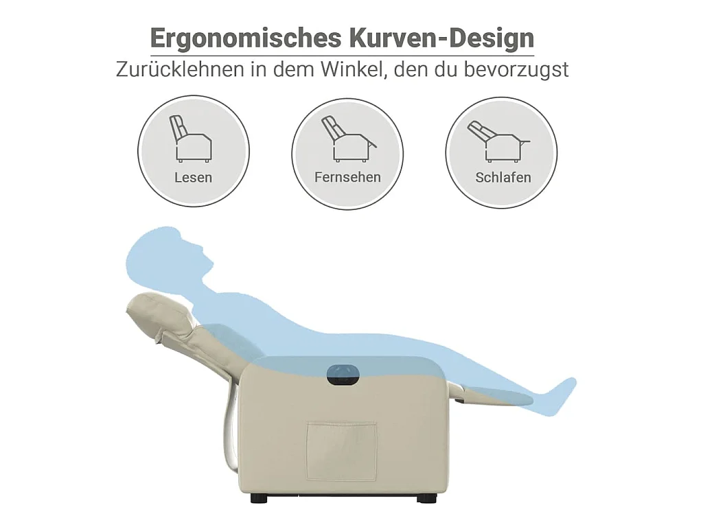 Fauteuil inclinable électrique crème similicuir
