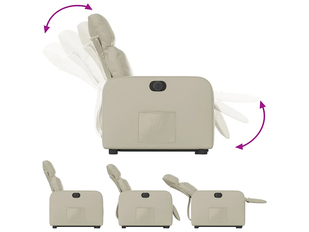 Fauteuil inclinable électrique crème similicuir