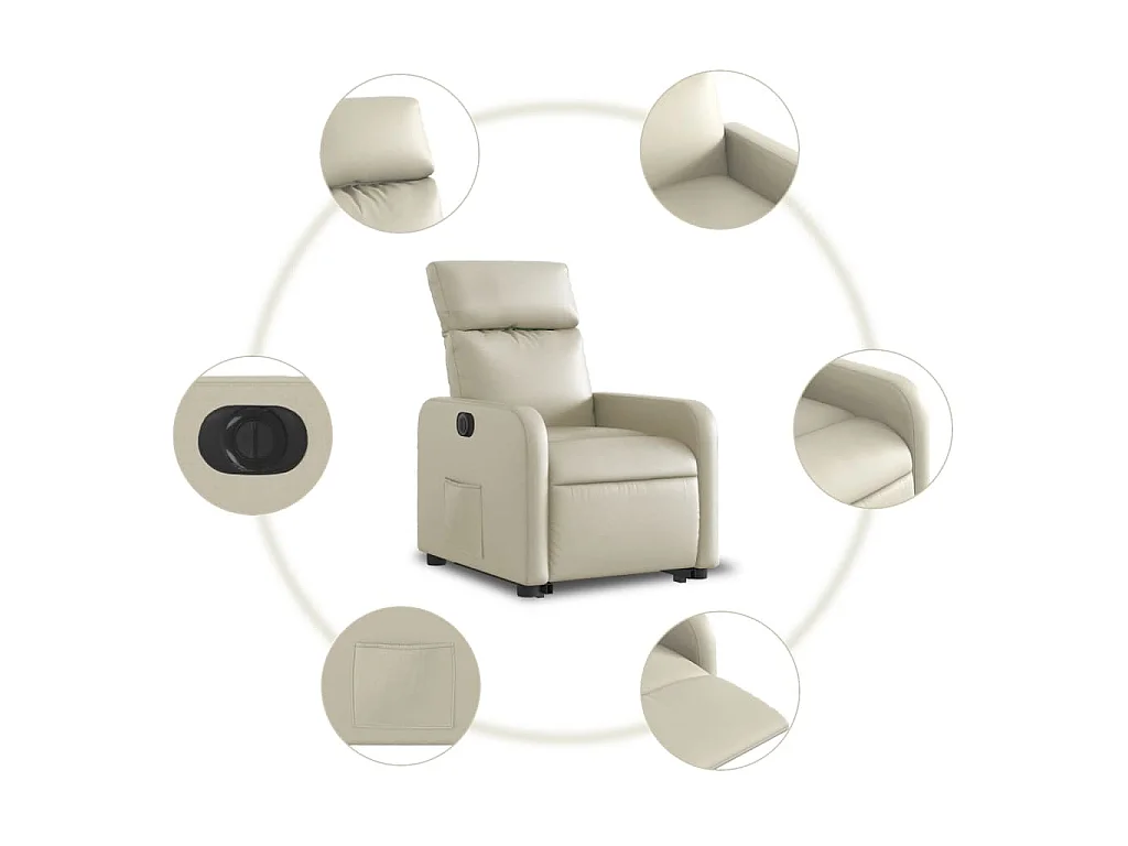 Fauteuil inclinable électrique crème similicuir