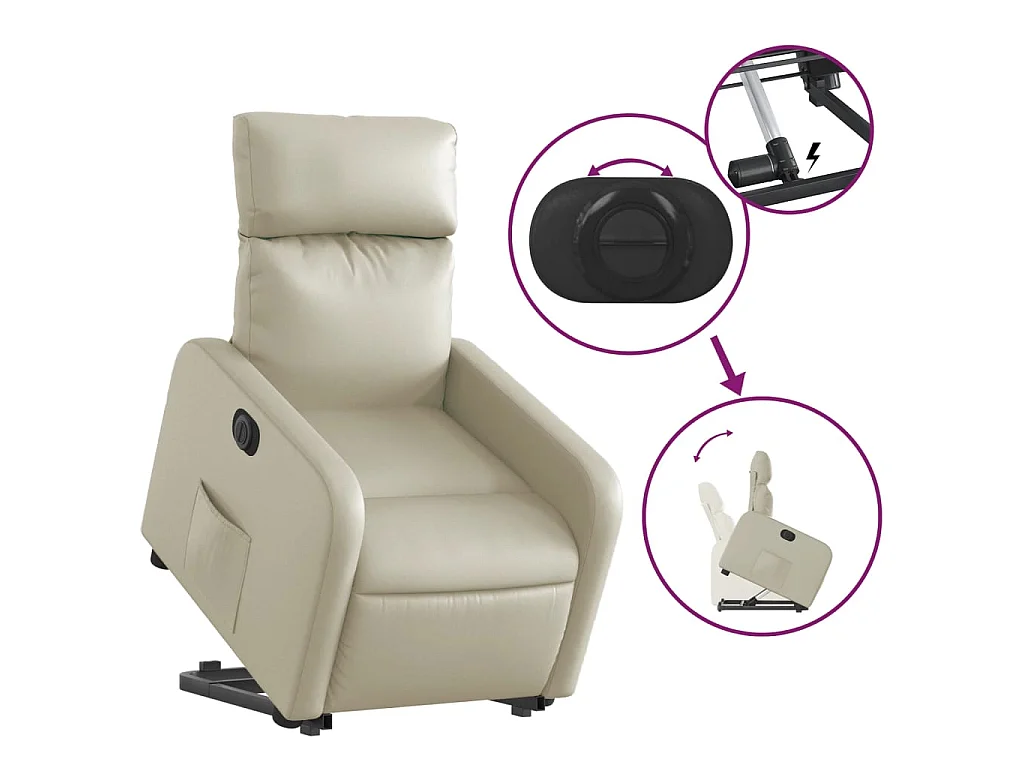 Fauteuil inclinable électrique crème similicuir