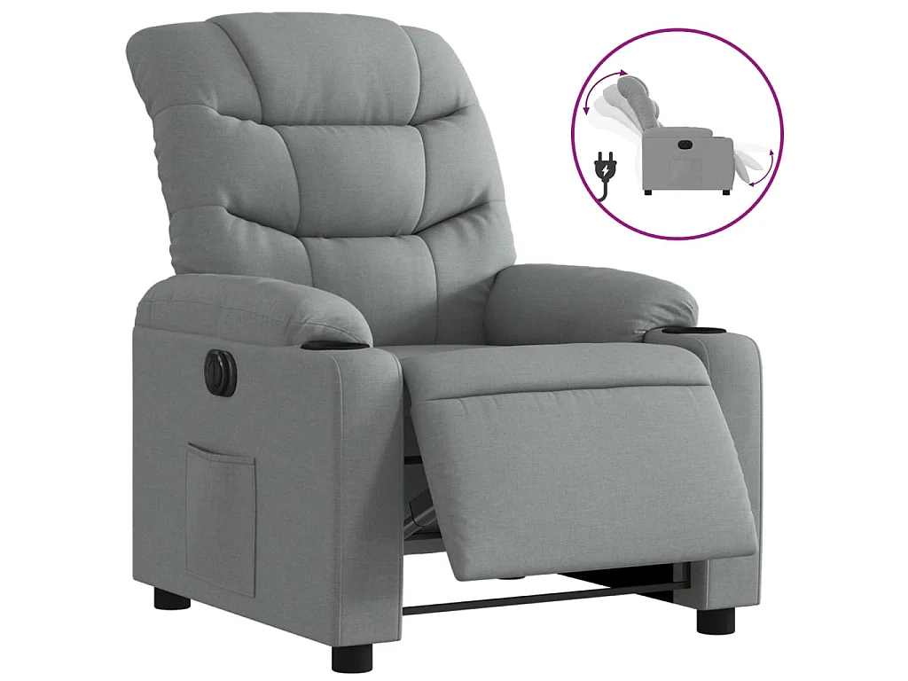 Fauteuil inclinable électrique Gris clair Tissu