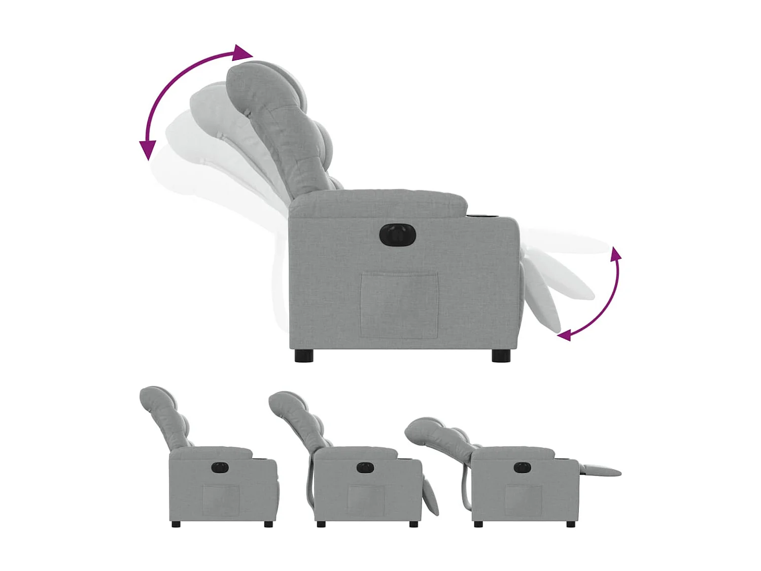 Fauteuil inclinable électrique Gris clair Tissu