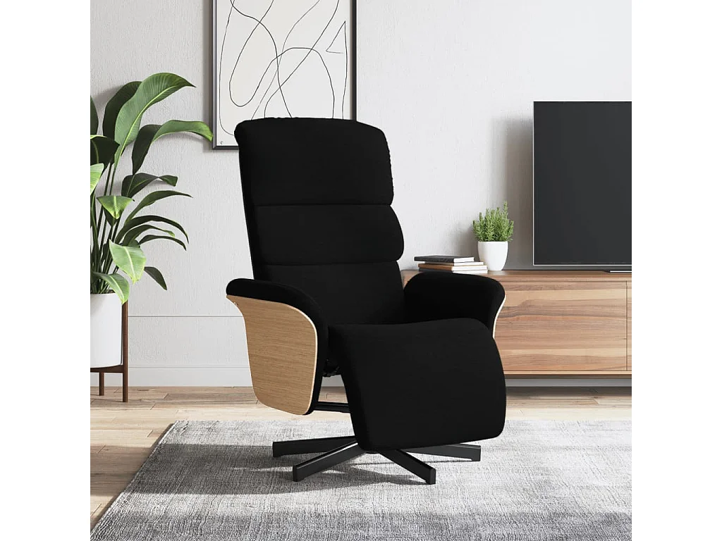 Fauteuil inclinable avec repose-pieds noir tissu