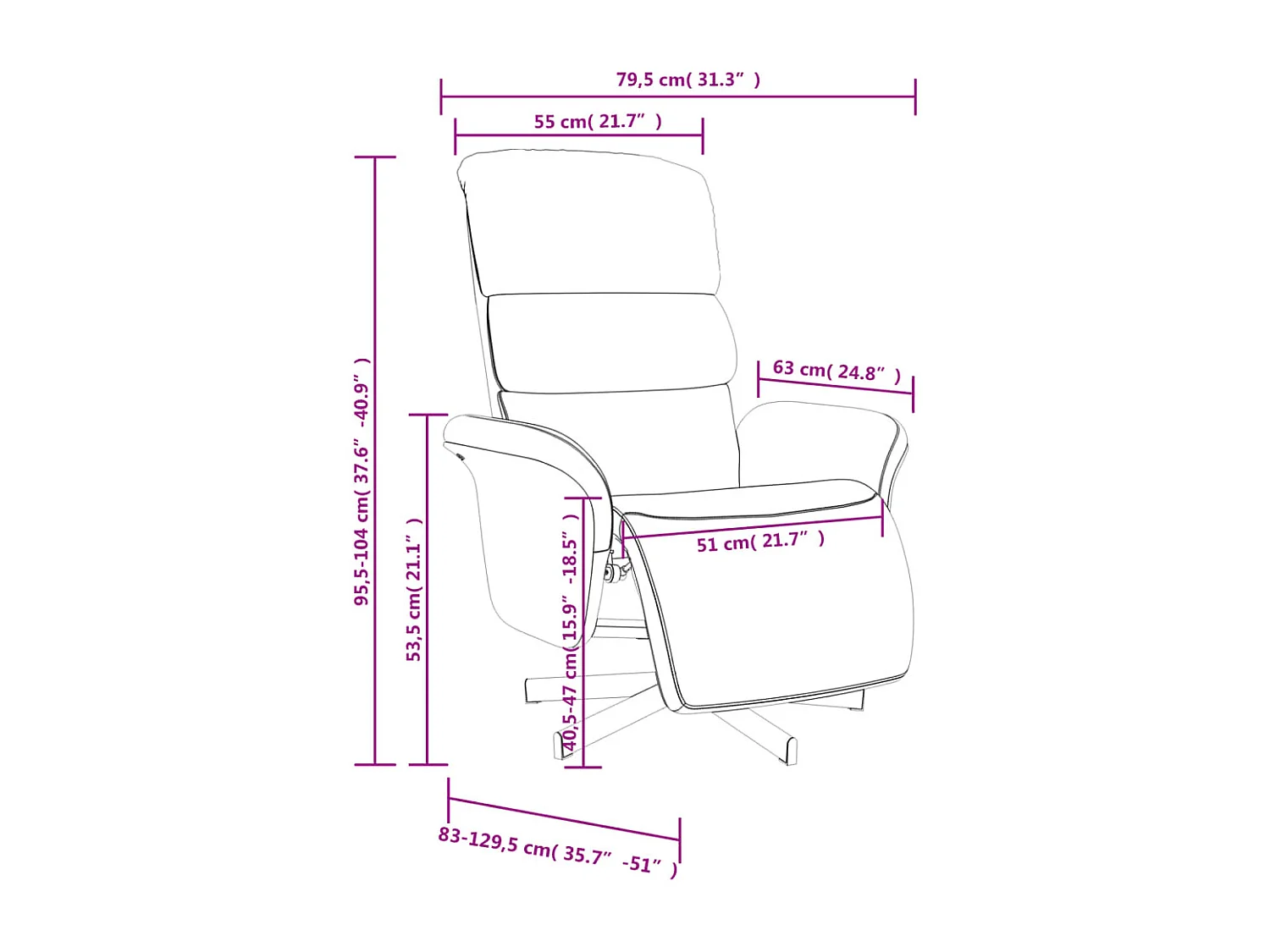 Fauteuil inclinable avec repose-pieds noir tissu
