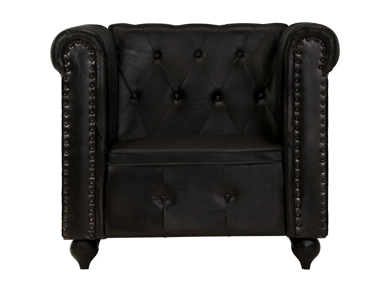 Chesterfield-Sessel Schwarz Echtleder