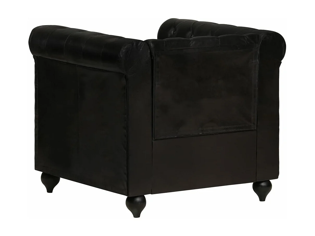 Chesterfield-Sessel Schwarz Echtleder