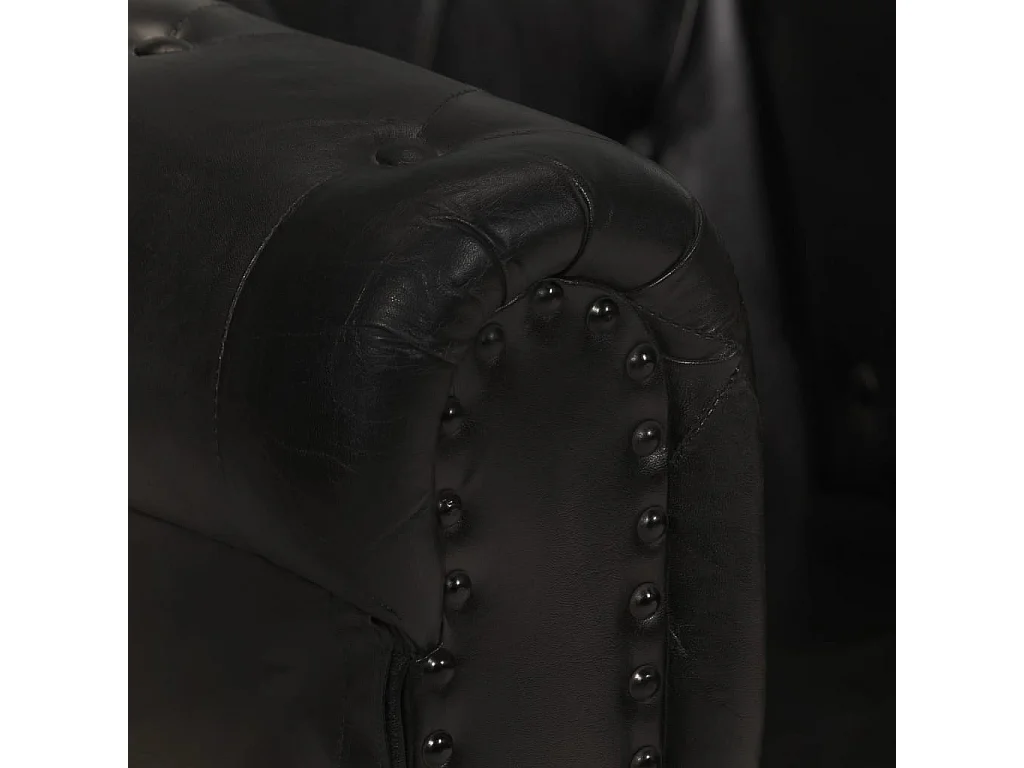 Chesterfield-Sessel Schwarz Echtleder