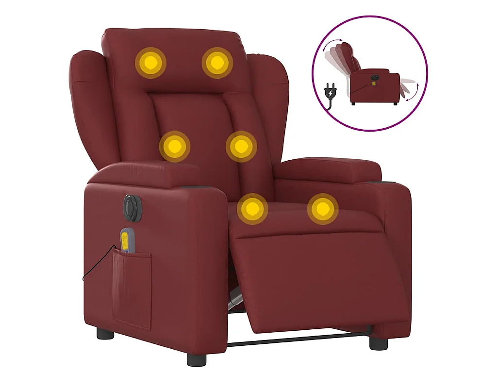 Fauteuil de massage inclinable électrique rouge bordeaux
