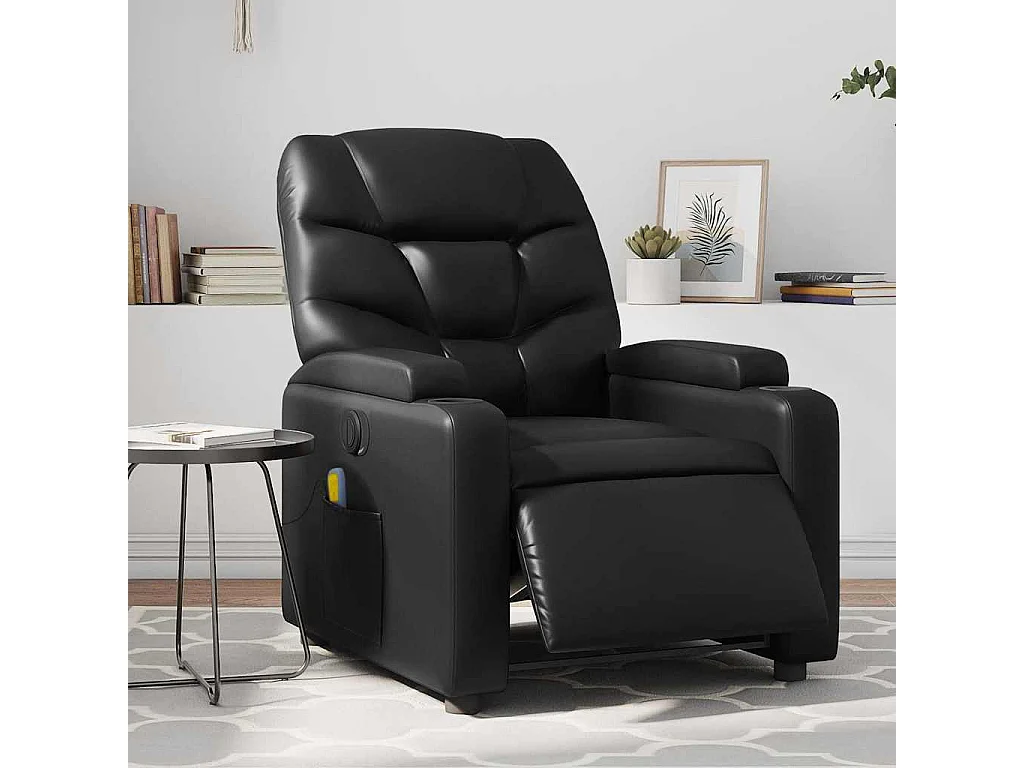 Fauteuil de massage inclinable électrique noir similicuir