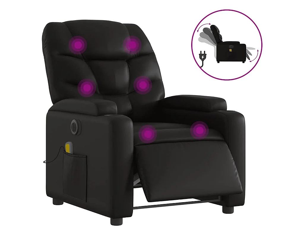 Poltrona Massaggiante Reclinabile Elettrica Nera in Similpelle