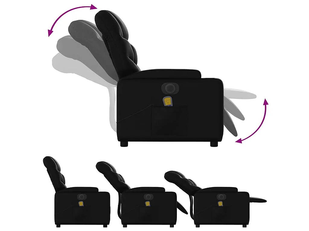 Poltrona Massaggiante Reclinabile Elettrica Nera in Similpelle