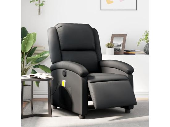 vente unique Fauteuil de massage inclinable électrique noir cuir véritable