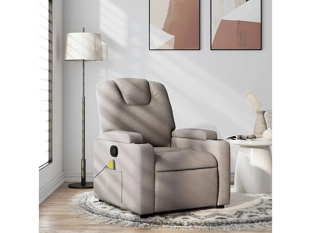 Poltrona Massaggiante Reclinabile Tortora in Tessuto