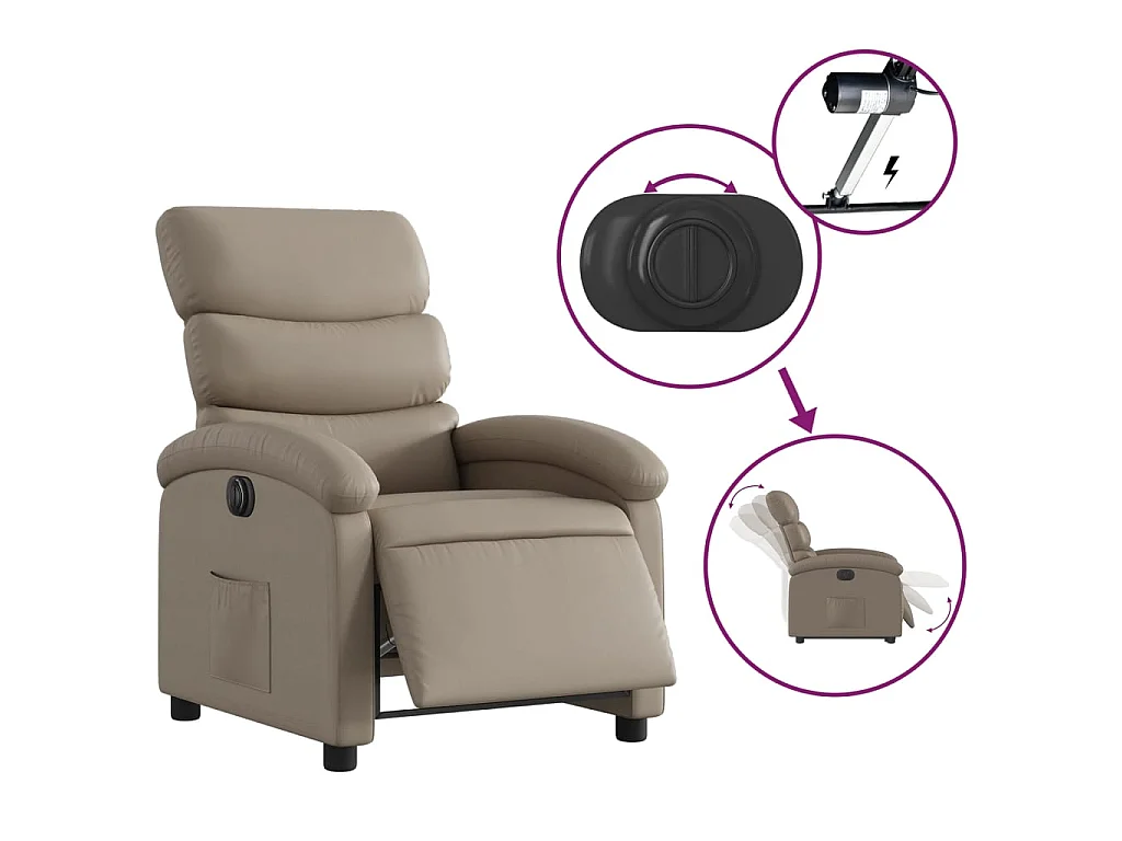 Fauteuil inclinable électrique Cappuccino Similicuir