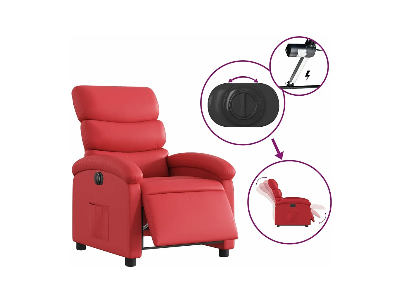 Fauteuil inclinable électrique Rouge Similicuir